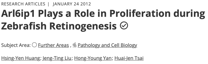 Arl6ip1 Plays a Role in Proliferation during Zebrafish Retinogenesis