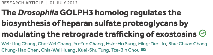 The Drosophila GOLPH3 homolog regulates the biosynthesis of heparan sulfate proteoglycans by modulating the retrograde trafficking of exostosins