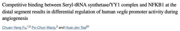 Competitive Binding between Seryl-tRNA Synthetase/YY1 Complex and NFKB1 at the Distal Segment Results in Differential Regulation of Human vegfa Promoter Activity during Angiogenesis